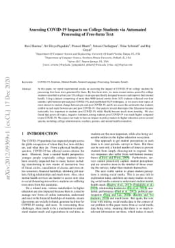 Assessing COVID-19 Impacts on College Students via Automated Processing
  of Free-form Text