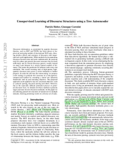 Unsupervised Learning of Discourse Structures using a Tree Autoencoder