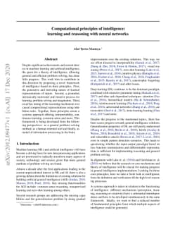Computational principles of intelligence: learning and reasoning with
  neural networks