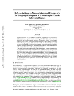 ReferentialGym: A Nomenclature and Framework for Language Emergence &
  Grounding in (Visual) Referential Games