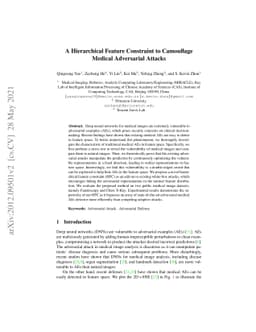 A Hierarchical Feature Constraint to Camouflage Medical Adversarial
  Attacks