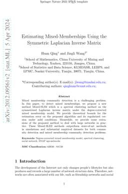 Estimating Mixed-Memberships Using the Symmetric Laplacian Inverse
  Matrix