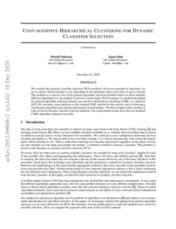Cost-sensitive Hierarchical Clustering for Dynamic Classifier Selection