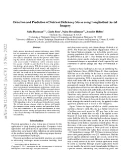 Detection and Prediction of Nutrient Deficiency Stress using
  Longitudinal Aerial Imagery