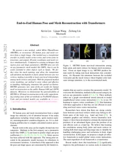 End-to-End Human Pose and Mesh Reconstruction with Transformers