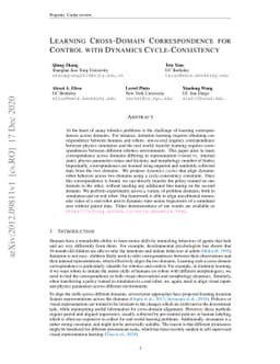 Learning Cross-Domain Correspondence for Control with Dynamics
  Cycle-Consistency