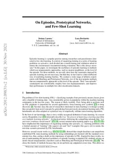 On Episodes, Prototypical Networks, and Few-shot Learning