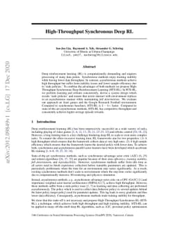 High-Throughput Synchronous Deep RL