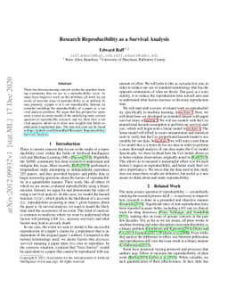 Research Reproducibility as a Survival Analysis