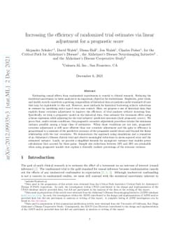 Increasing the efficiency of randomized trial estimates via linear
  adjustment for a prognostic score