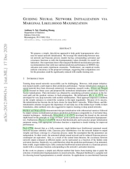 Guiding Neural Network Initialization via Marginal Likelihood
  Maximization