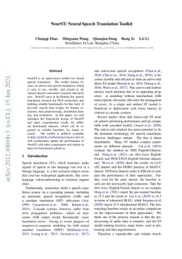 NeurST: Neural Speech Translation Toolkit