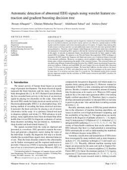 Automatic detection of abnormal EEG signals using wavelet feature
  extraction and gradient boosting decision tree