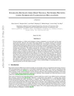 Enabling Retrain-free Deep Neural Network Pruning using Surrogate
  Lagrangian Relaxation