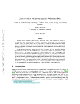 Classification with Strategically Withheld Data