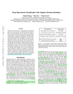 Deep Open Intent Classification with Adaptive Decision Boundary