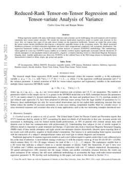 Reduced-Rank Tensor-on-Tensor Regression and Tensor-variate Analysis of
  Variance