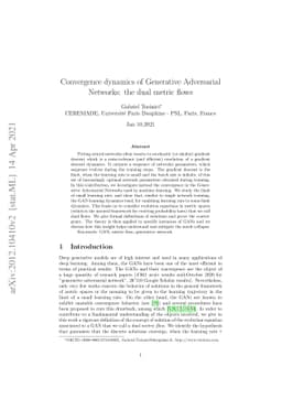Convergence dynamics of Generative Adversarial Networks: the dual metric
  flows