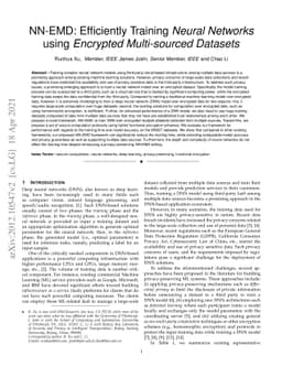 NN-EMD: Efficiently Training Neural Networks using Encrypted
  Multi-Sourced Datasets