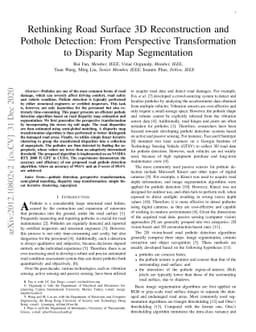 Rethinking Road Surface 3D Reconstruction and Pothole Detection: From
  Perspective Transformation to Disparity Map Segmentation