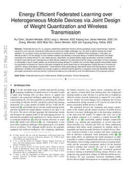 Energy Efficient Federated Learning over Heterogeneous Mobile Devices
  via Joint Design of Weight Quantization and Wireless Transmission
