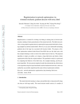 Regularization in network optimization via trimmed stochastic gradient
  descent with noisy label