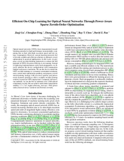 Efficient On-Chip Learning for Optical Neural Networks Through
  Power-Aware Sparse Zeroth-Order Optimization