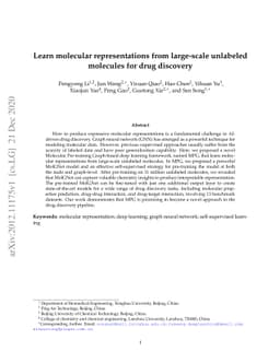 Learn molecular representations from large-scale unlabeled molecules for
  drug discovery