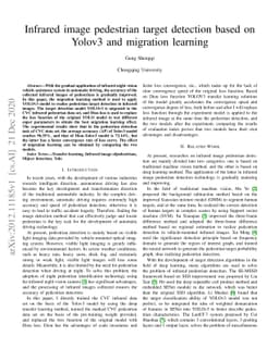 Infrared image pedestrian target detection based on Yolov3 and migration
  learning