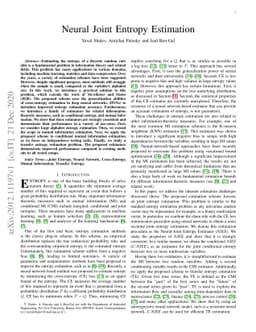 Neural Joint Entropy Estimation