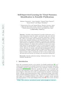 Self-Supervised Learning for Visual Summary Identification in Scientific
  Publications