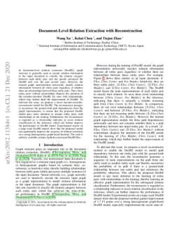 Document-Level Relation Extraction with Reconstruction