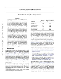 Evaluating Agents without Rewards