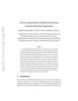Privacy Interpretation of Behavioural-based Anomaly Detection Approaches