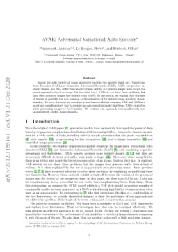 AVAE: Adversarial Variational Auto Encoder