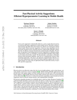 Fast Physical Activity Suggestions: Efficient Hyperparameter Learning in
  Mobile Health