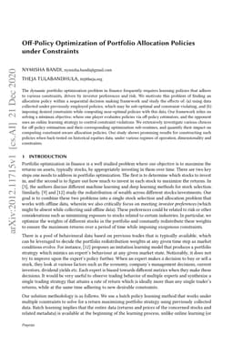 Off-Policy Optimization of Portfolio Allocation Policies under
  Constraints