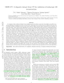 SERV-CT: A disparity dataset from CT for validation of endoscopic 3D
  reconstruction