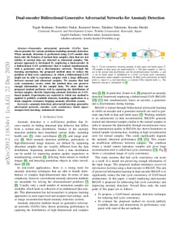 Dual-encoder Bidirectional Generative Adversarial Networks for Anomaly
  Detection