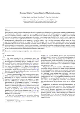 Residual Matrix Product State for Machine Learning