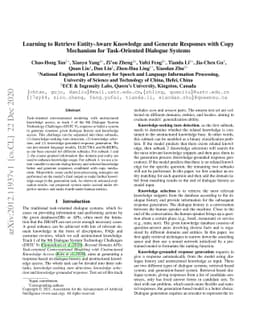 Learning to Retrieve Entity-Aware Knowledge and Generate Responses with
  Copy Mechanism for Task-Oriented Dialogue Systems
