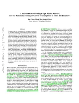 A Hierarchical Reasoning Graph Neural Network for The Automatic Scoring
  of Answer Transcriptions in Video Job Interviews