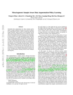 MetaAugment: Sample-Aware Data Augmentation Policy Learning