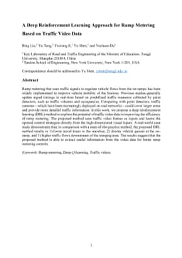 A Deep Reinforcement Learning Approach for Ramp Metering Based on
  Traffic Video Data