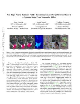 Non-Rigid Neural Radiance Fields: Reconstruction and Novel View
  Synthesis of a Dynamic Scene From Monocular Video