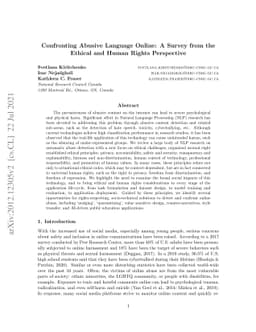 Confronting Abusive Language Online: A Survey from the Ethical and Human
  Rights Perspective