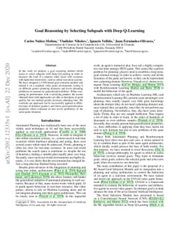 Goal Reasoning by Selecting Subgoals with Deep Q-Learning
