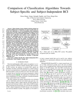 Comparison of Classification Algorithms Towards Subject-Specific and
  Subject-Independent BCI