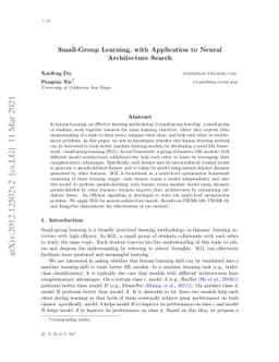 Small-Group Learning, with Application to Neural Architecture Search