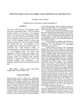 Code Switching Language Model Using Monolingual Training Data